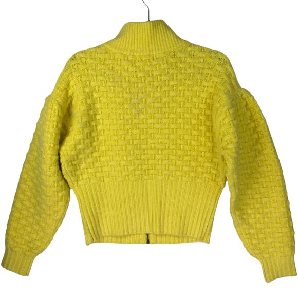 Anthropologie Maeve Bubble Sweater Cardigan Womens Medium Cropped Textured Zip - Picture 9 of 11